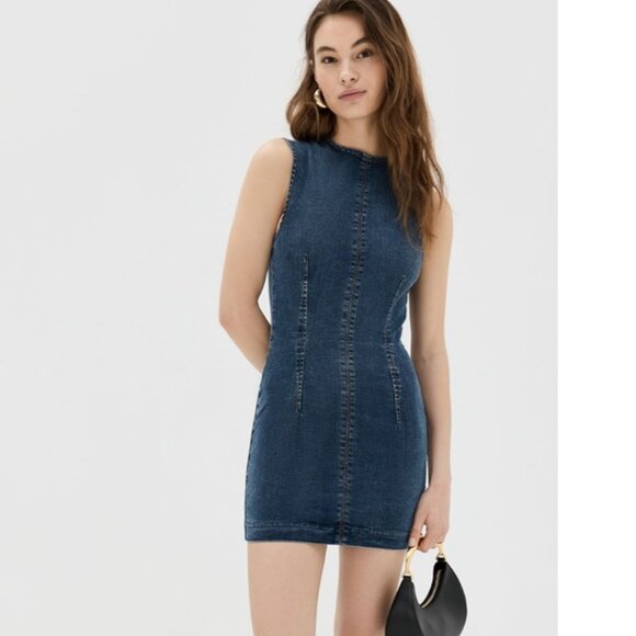 Reformation Jeans Kendi Dress Denim Stretch Mini 6 - Picture 6 of 12